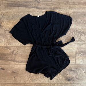 Anthropologie Black Wrap Romper